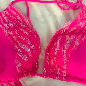 Hot pink lace bikini top PINK Size Medium.